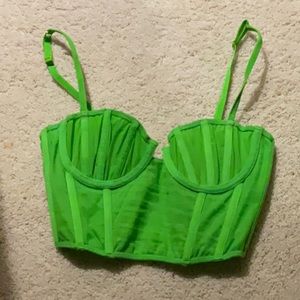 Green corset crop top